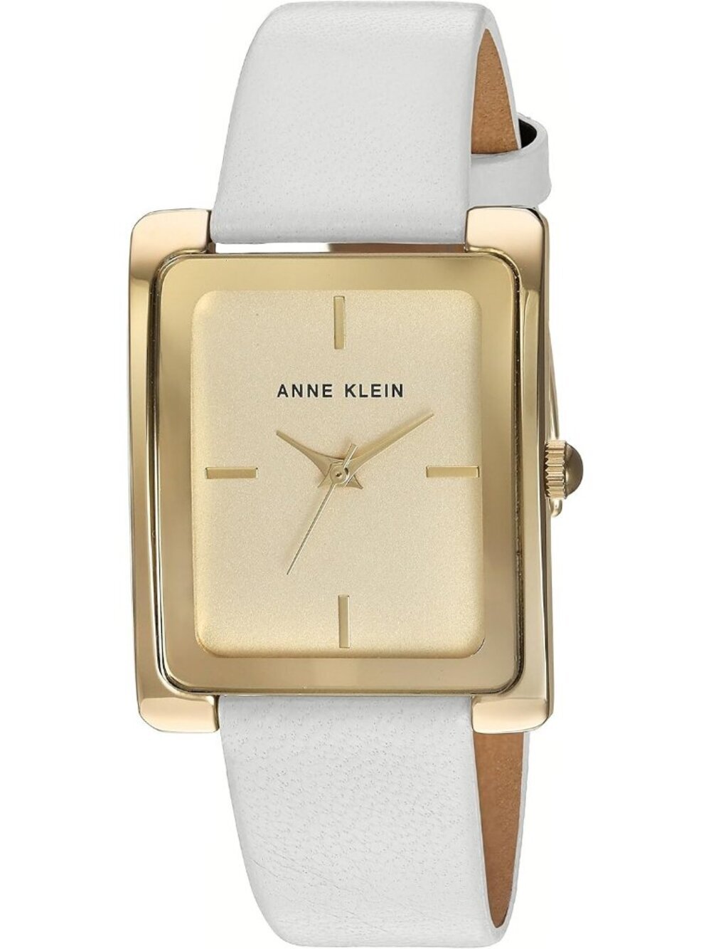 Anne Klein Women's White And Gold Leather Strap Analog Quartz Solid Luxury Watch